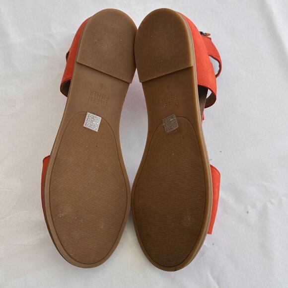 Eileen Fisher Womens Rose Leather Sandal, Orange, Size 9 - Picture 2 of 11